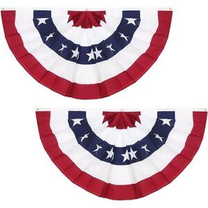3x6 Ft American Pleated Fan Flag USA Patriotic Half Fan Bunting Flag 4th of July